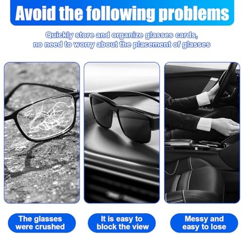 2PCS Glasses Holders for Car Sun Visor, Double-End Sunglasses Mount, Black/Grey