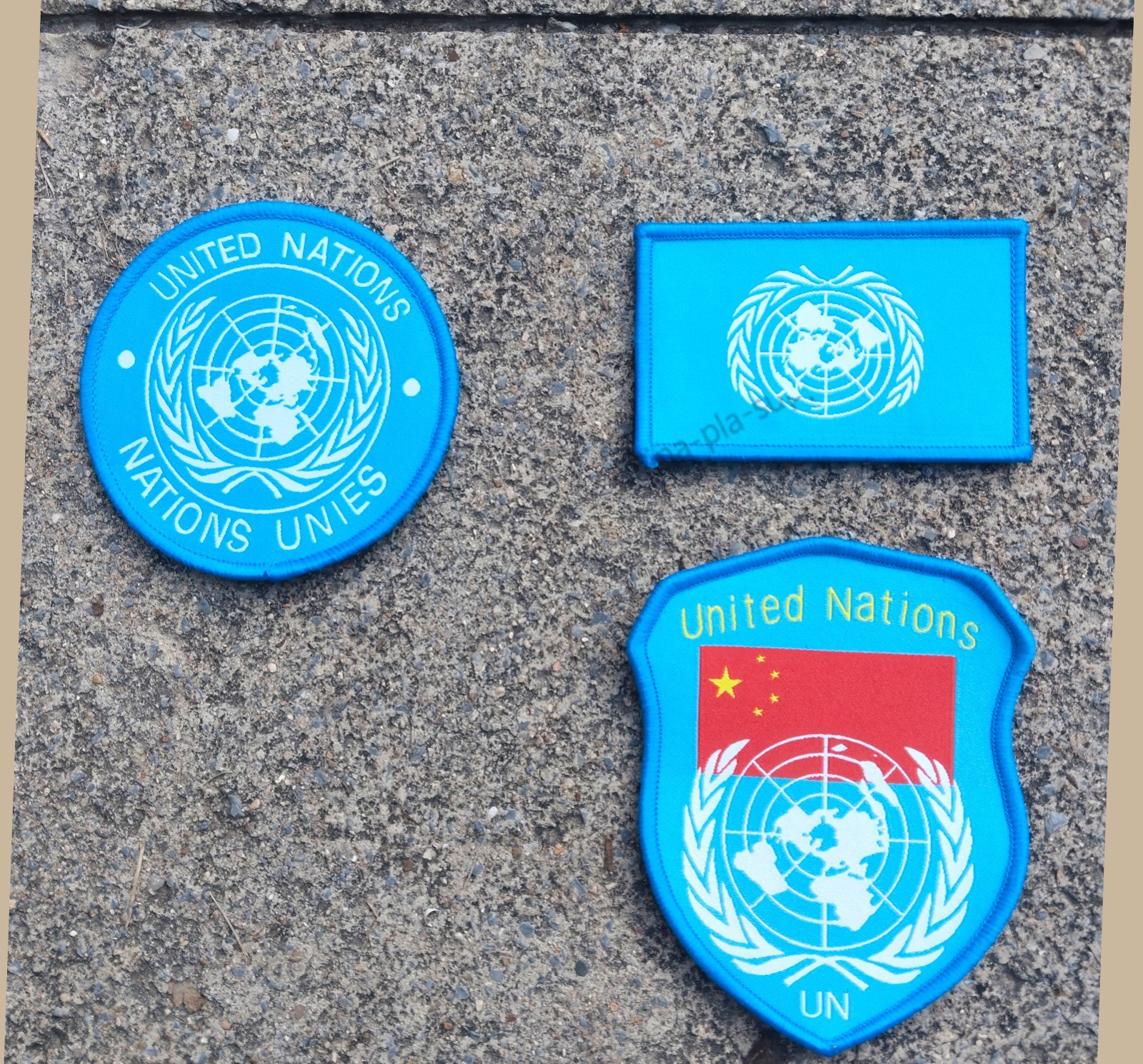 Lot of 3 Chinese ARMY PLA Peace Keeping Force UN Patches and Pins