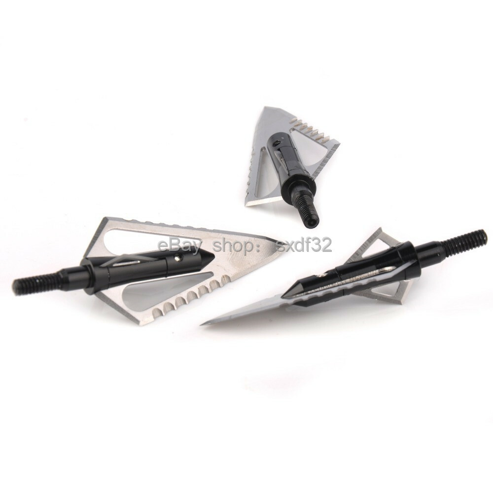 3/6/12Pcs 100Grain Bow 4 Sharp Fixed Blade Arrow Head Arrowhead Archery Shooting