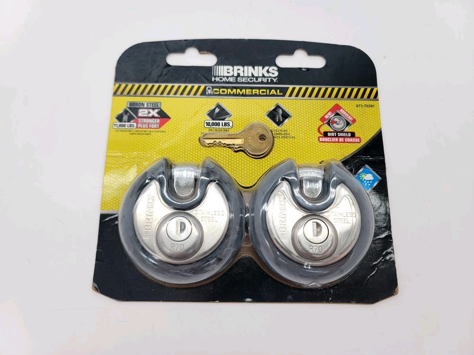 Brinks Home Security Discus Disk Unit Locks Steel Set of 2 with Key