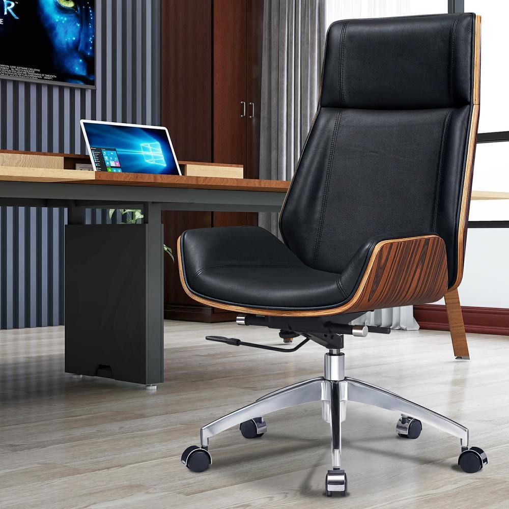 Palisander Real Leather Office Chair Executive Office Task Computer Chair Black