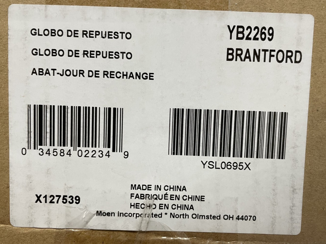 Moen YB2269 Brantford Replacement Globe - Frosted Glass