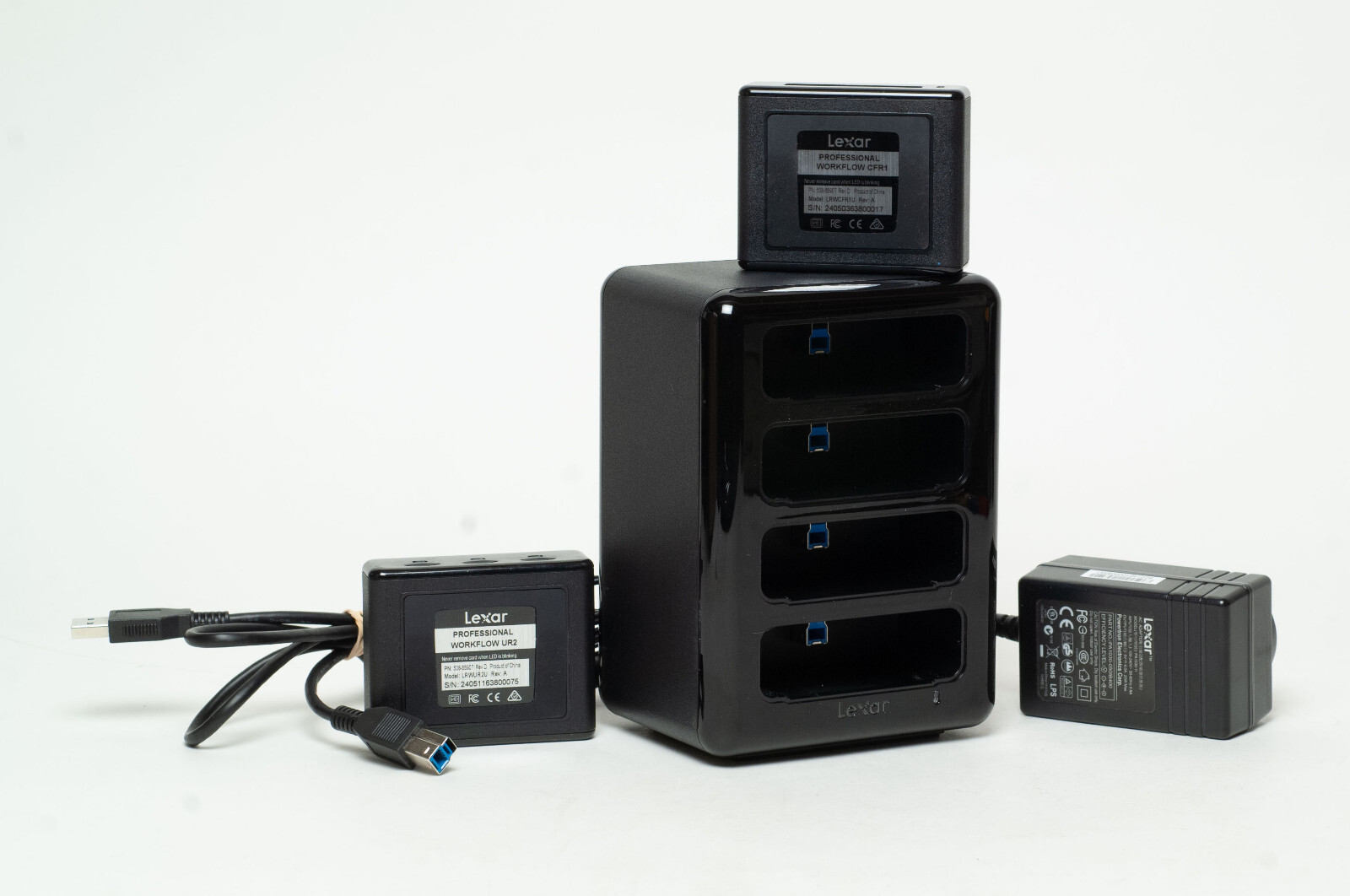 Exc Lexar Prof Workflow HR1 Hub USB 3.0 with CFR1 & UR2 Card Reader CF microSD