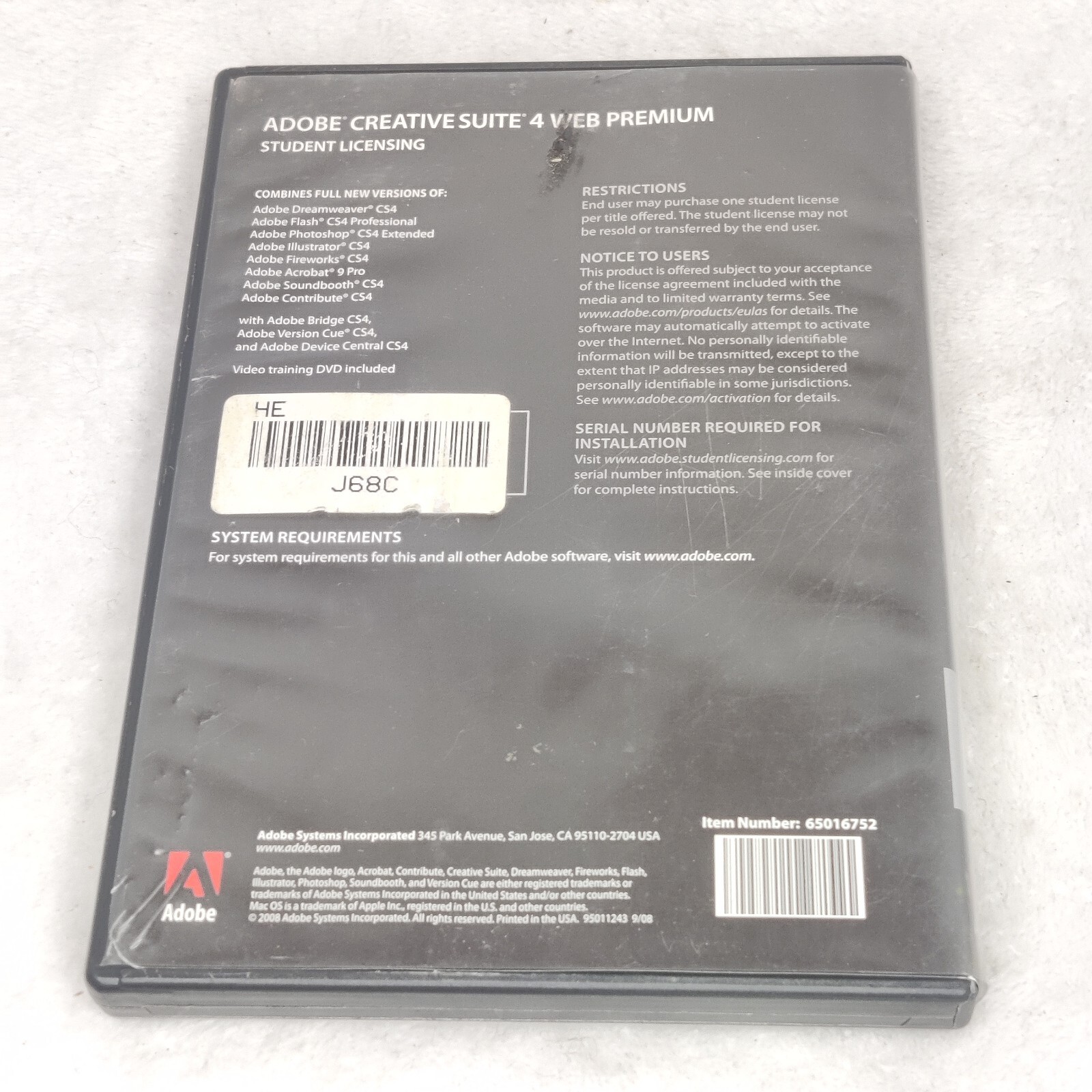 Adobe Creative Suite 4 Web Premium Mac OS Dreamweaver software