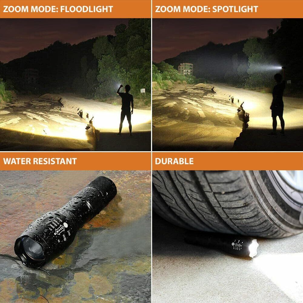 1PC 2 IN 1 White Light&Red Light LED Flashlight Pocket Light Zoomable Torch