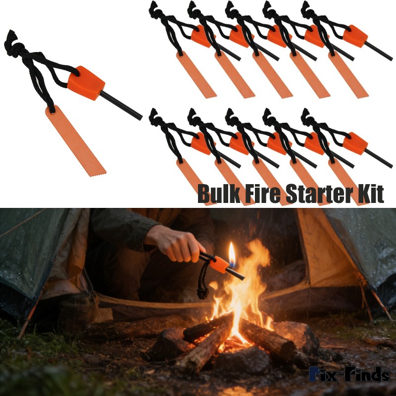 10x Emergency Flint Fire Starter Rod Lighter Magnesium Camping Tool Kits