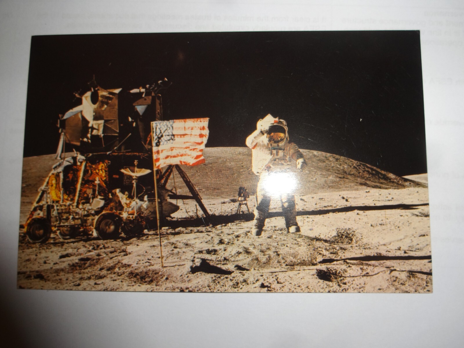 John Young on Moon Apollo XVI Mission  - Kennedy Space Centre Florida Postcard