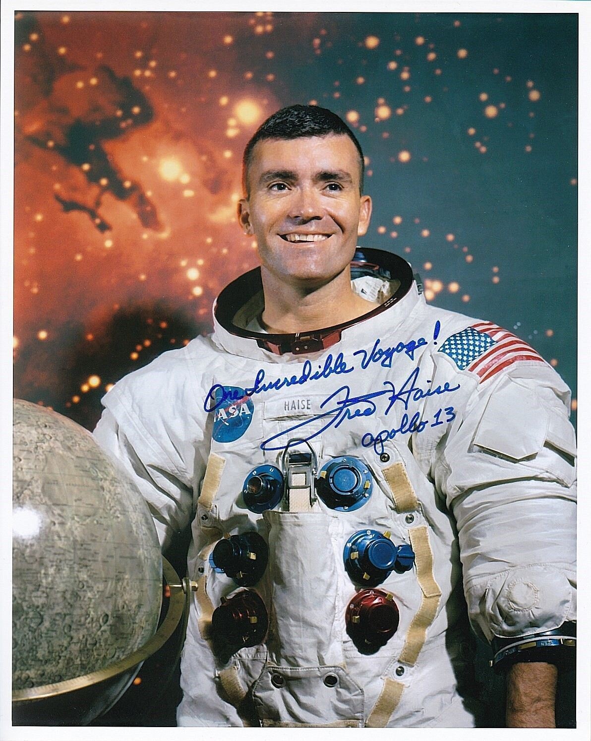 APOLLO 13 ASTRONAUT FRED HAISE - 8.5x11 NASA PHOTO Autograph