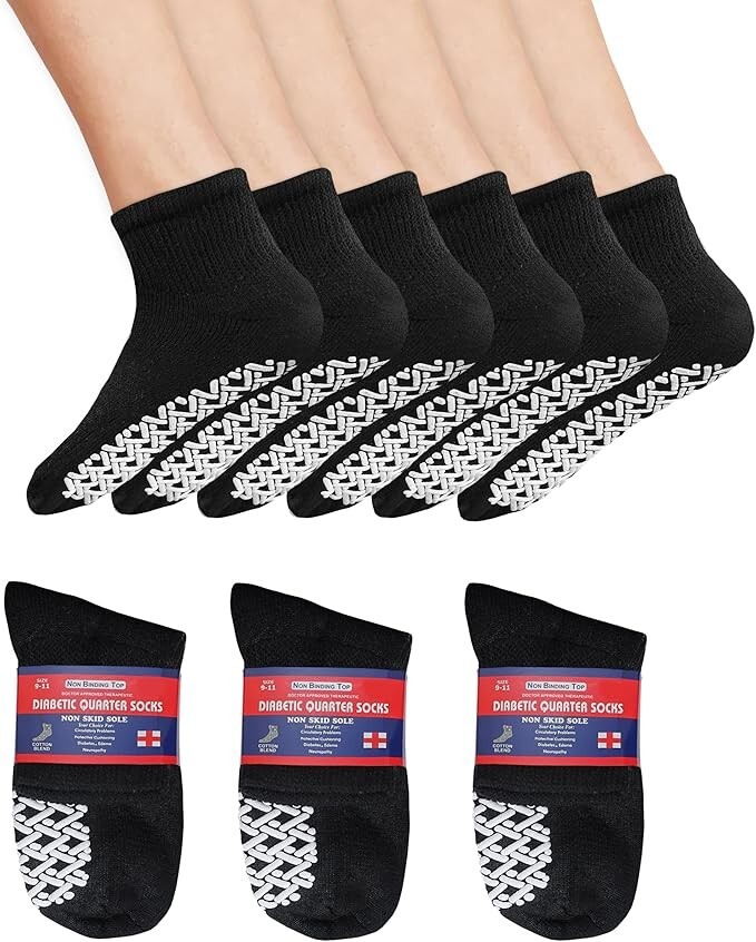 Wholesale Mens Ankle Gripper Non Skid Diabetic Socks Non Binding Loose Fit Top