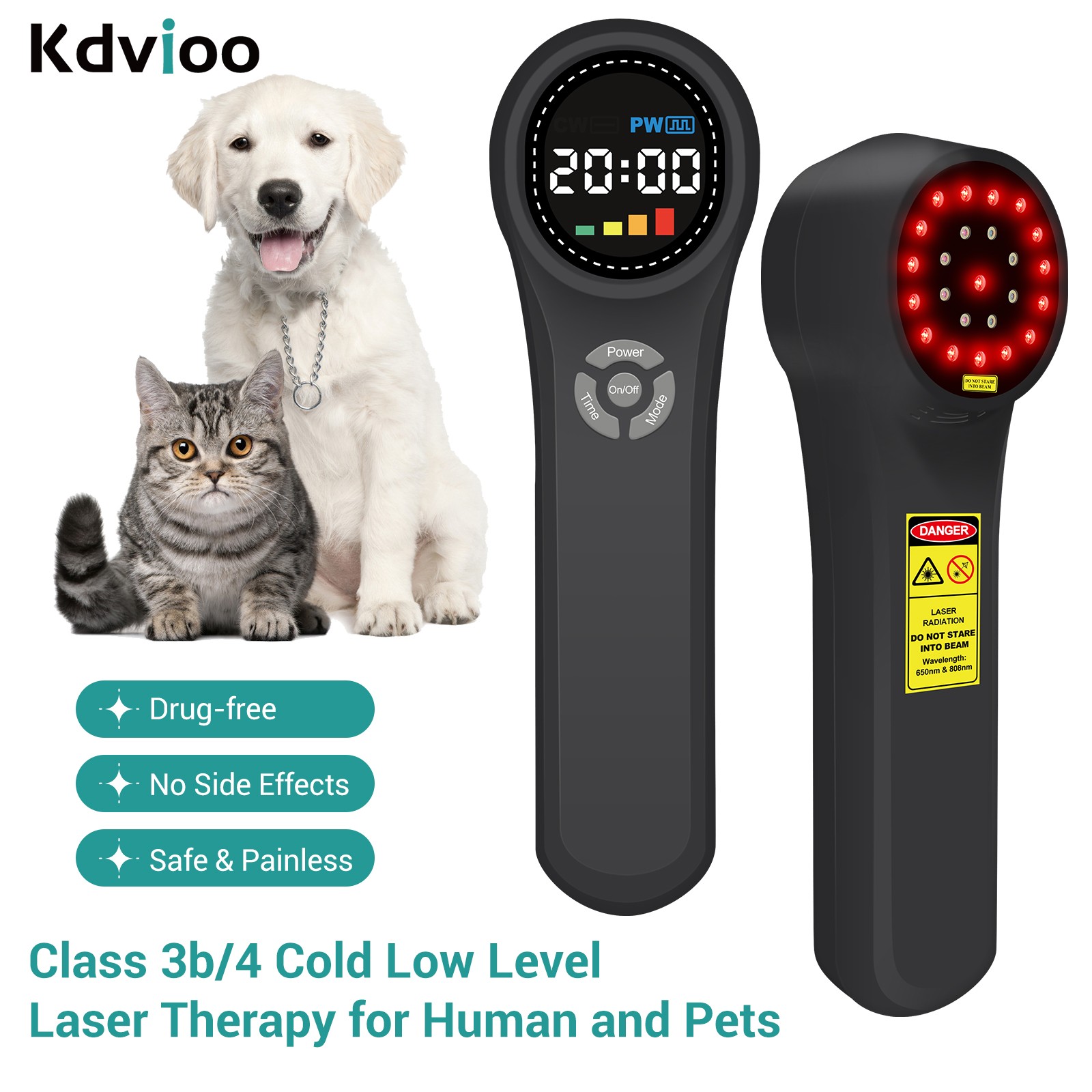 Cold Laser Therapy Device 1760mW Red Infrared Light for Muscle Joint Pain Relief