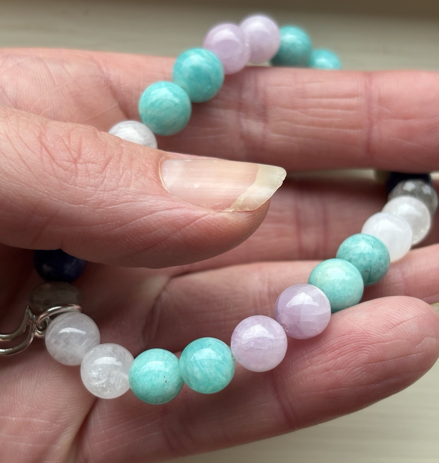Gemstone Bracelet – Moonstone, Amazonite, Kunzite, Sodalite, & Labradorite