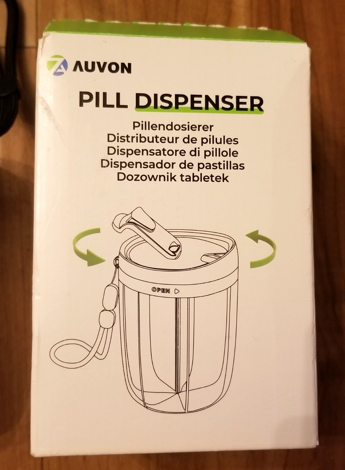 AUVON Large Pill Dispenser Can Store 6 Compartmen BLACK