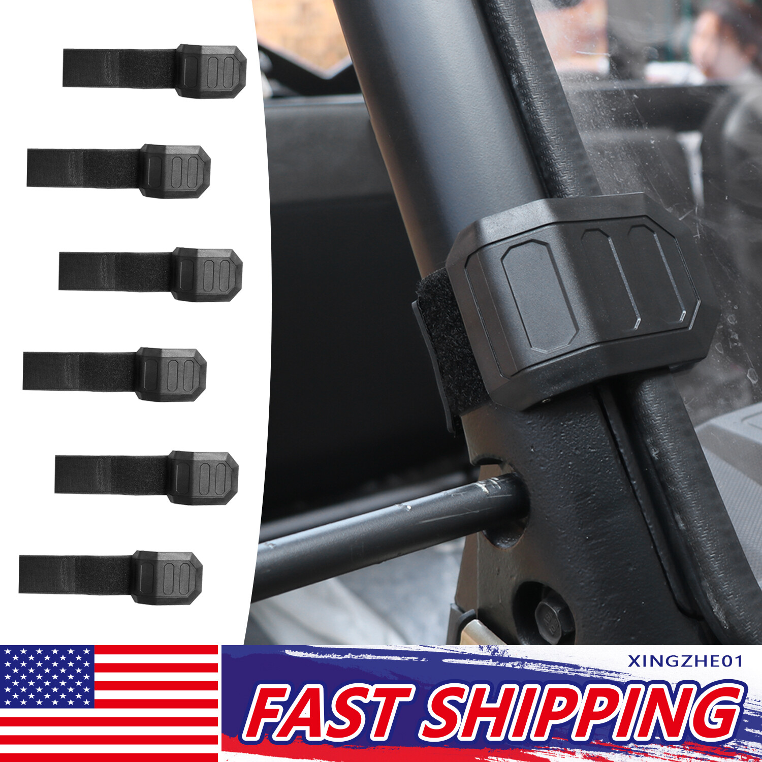 6PCS UTV Universal Windshield Clamp Strap Kit For Polaris RZR XP Can-Am Maverick