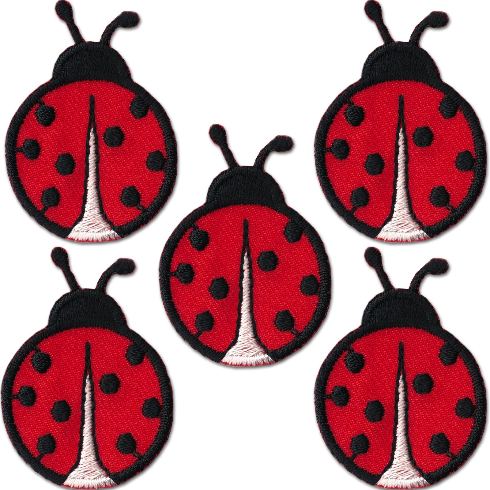 Small Ladybug Patches (5-Pack) Insect Embroidered Iron on Patch Appliques