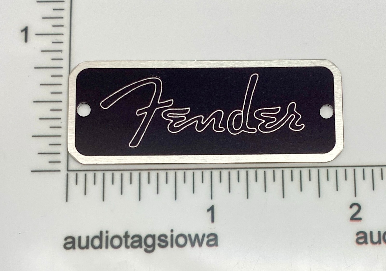 Fender Spaghetti Logo for Case Badge Custom Made Black/Silver  Aluminum
