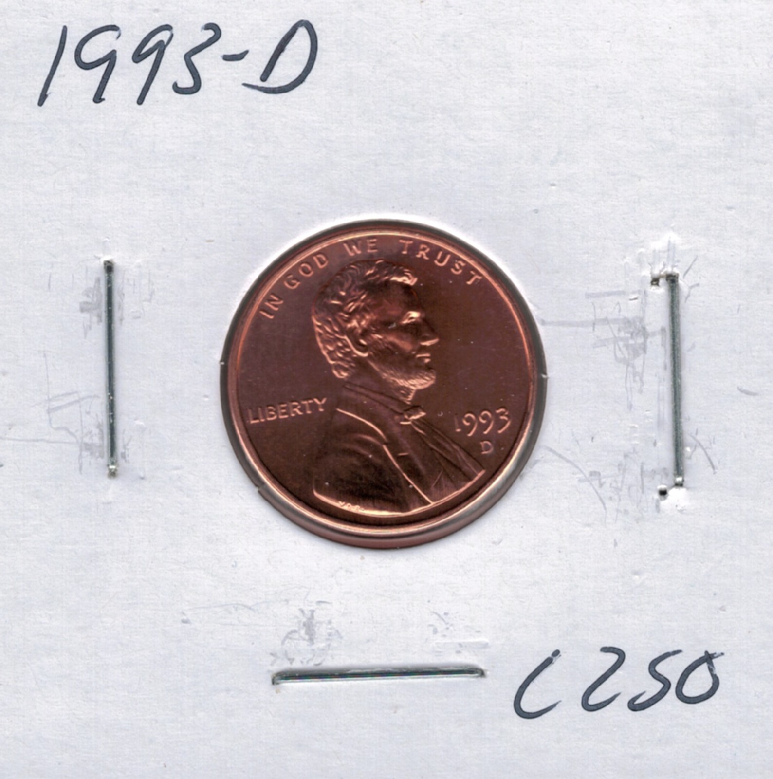 1993 D Lincoln Memorial Penny C250 !!!Free Shipping!!!