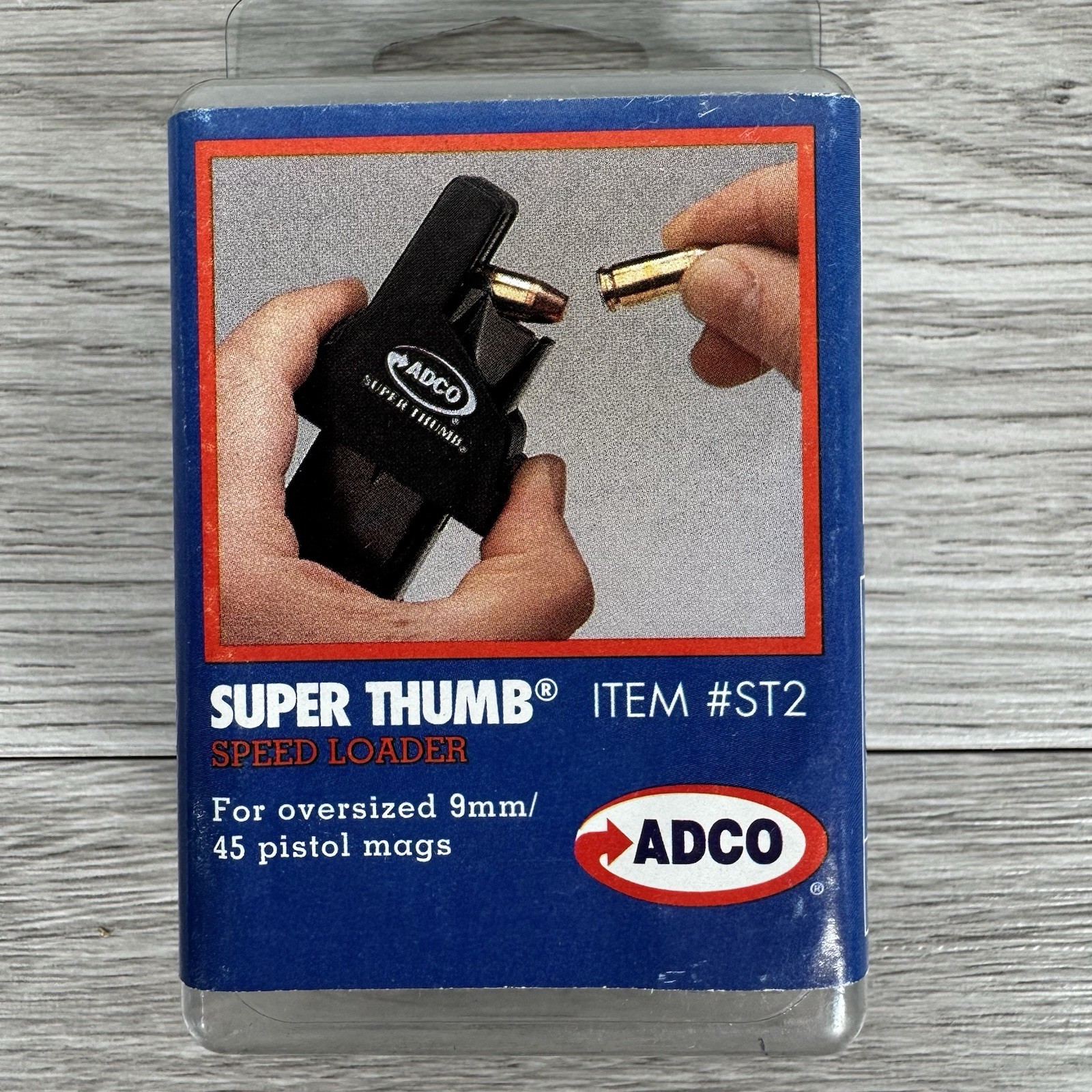 ADCO Super Thumb Item #ST2 Speed Loader For Oversized 9 Mm / 45 Pistol Mags NEW