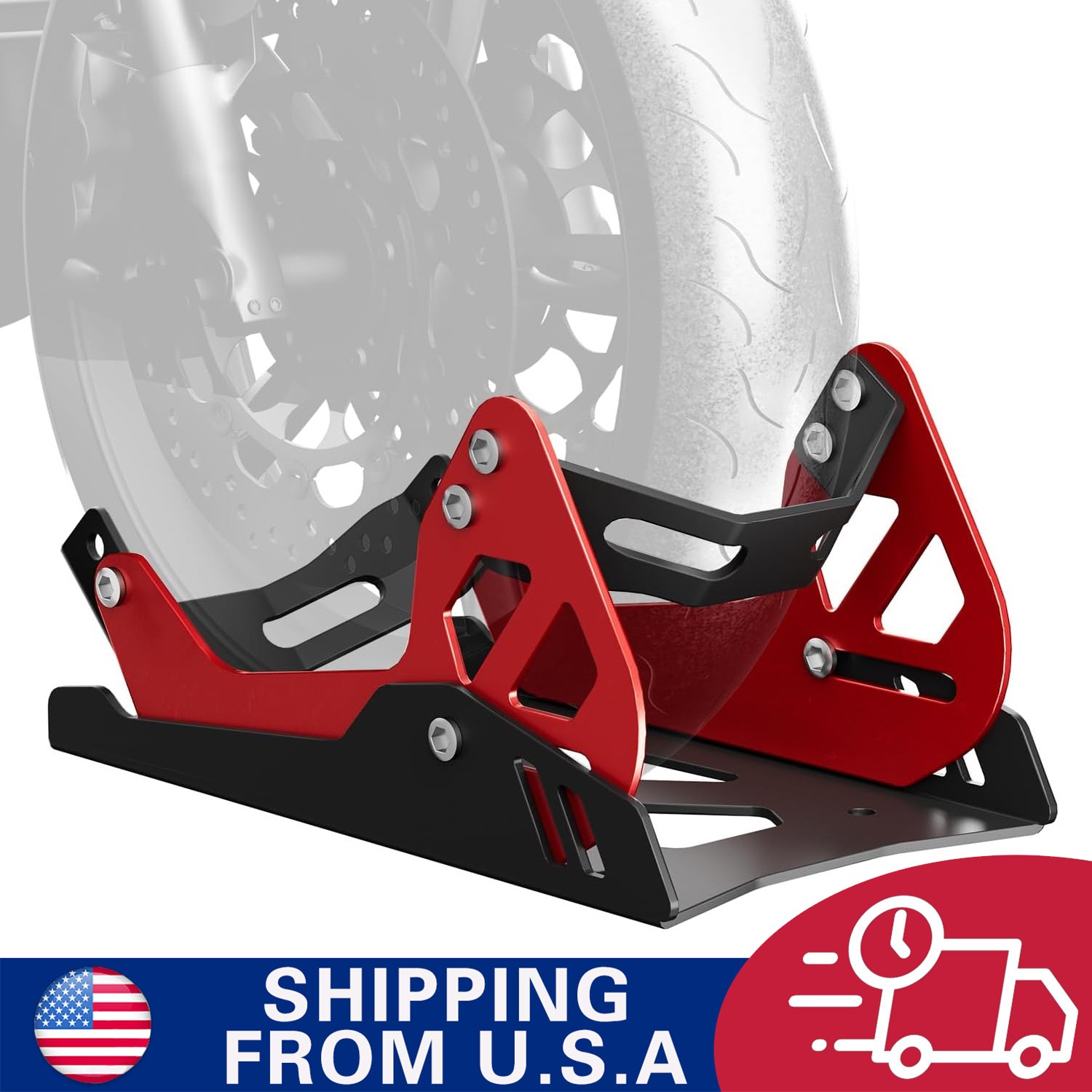 Motorcycle Wheel Chock for 8"-21" Front Tire - 1800LB Heavy Duty Wheel Stand