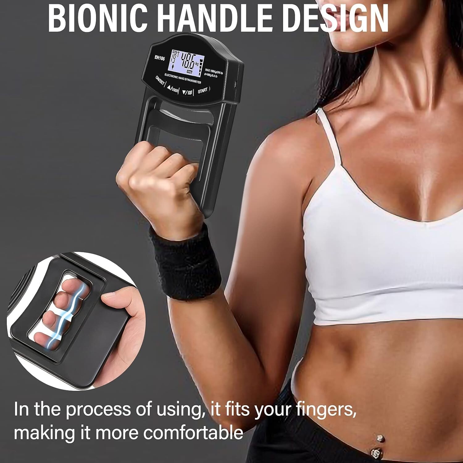 Grip Strength Tester 396Lbs/180Kg Digital Hand Dynamometer Grip Strength Meter