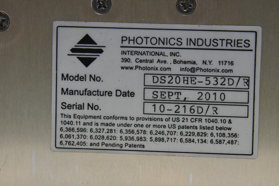 PHOTONICS INDUSTRIES DS20HE-532 Laser + DS20HE-532D/R Controller