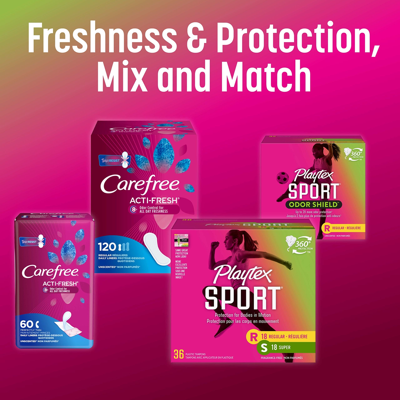Tampon 36 Count Pack 1 360 Sport Level Protection Flexfit Comfortable Applicator