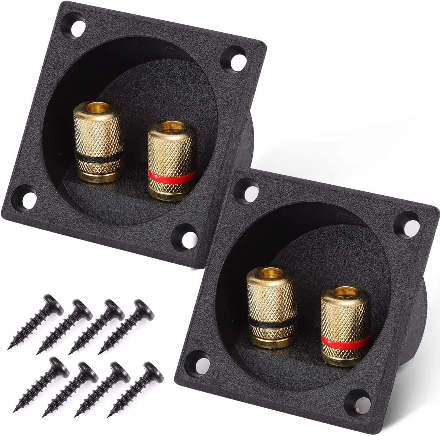 Facmogu 2PCS 2.2 Inch Square 2-Way Speaker Box Terminal Cup with 2-way