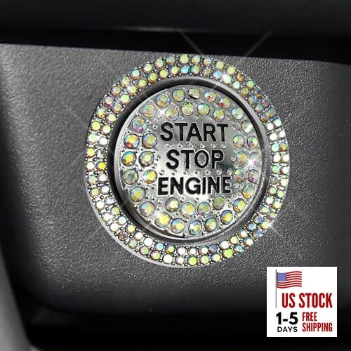 Bling Car Push Start Button Covers, Sparkling Rhinestone Switch Knob Colorful