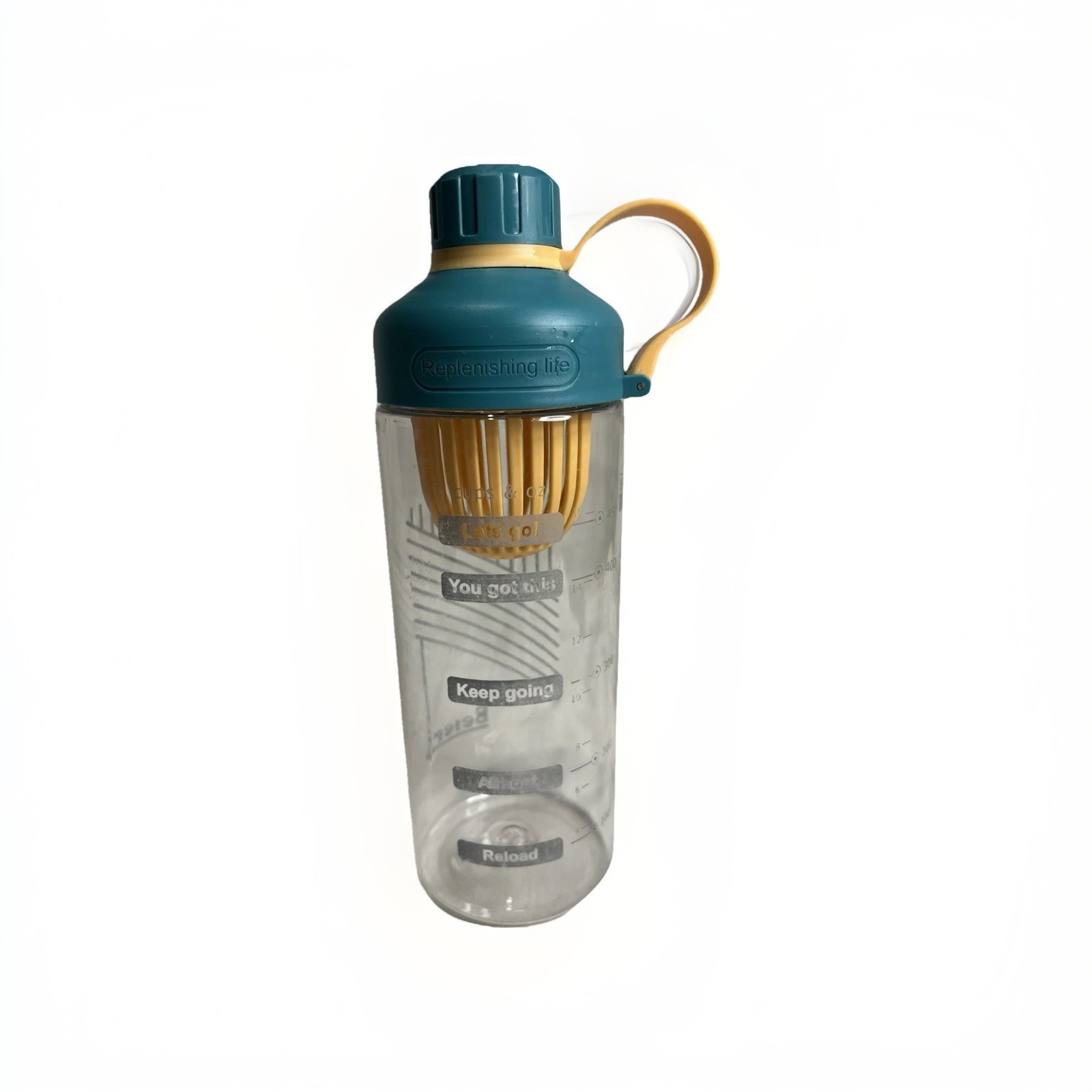 18.5 Oz Water Bottle With Handle And Fruit Infuser, Motivational Words Green