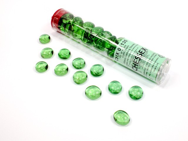 Chessex CHX 01197 Iridized Crystal Light Green Glass Stones 5.5` Tube 40 Count