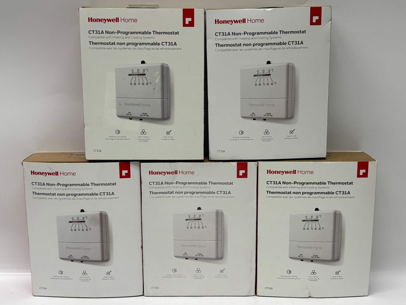 New Open 5PK HoneyWell CT31A Non-Programmable thermostat