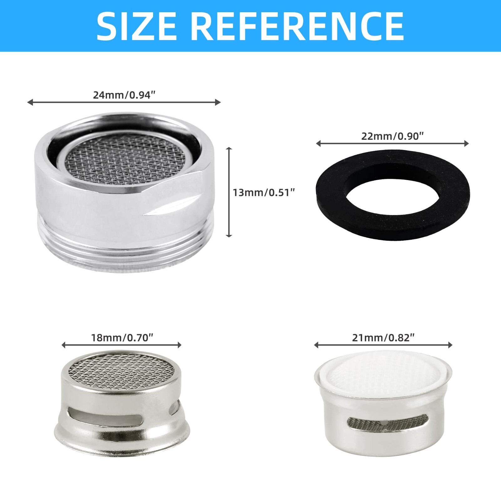 4 PCS Faucet Aerator, Kitchen Sink Aerator Faucet Filter with Solid Brass Shell