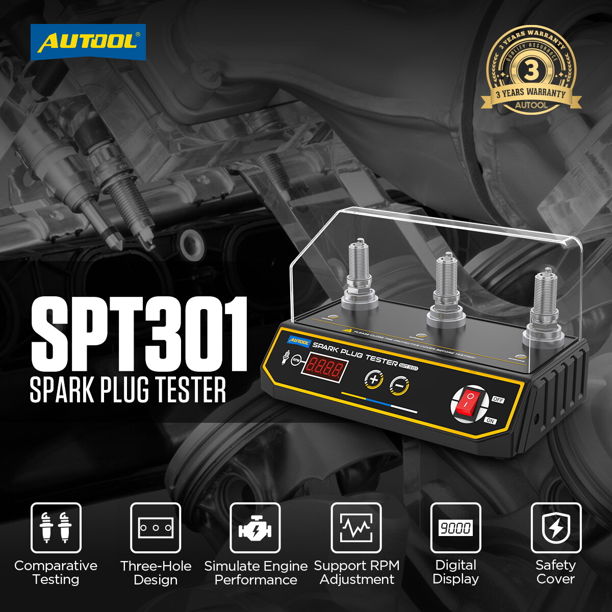 Car Spark Plug Tester Ignition System Analyzer Three Hole Diagnostic Test Tool