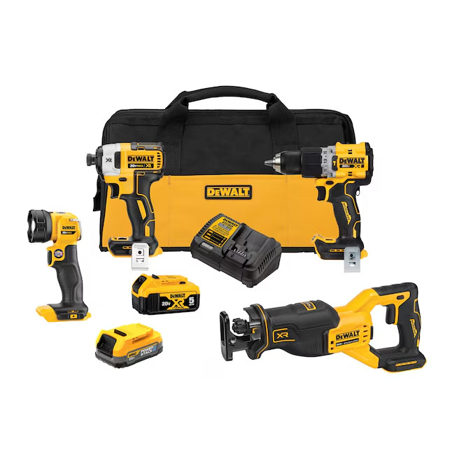 DEWALT 20V MAX XR Brushless 4-Tool Combo Kit with POWERSTACK, DCK449E1P1