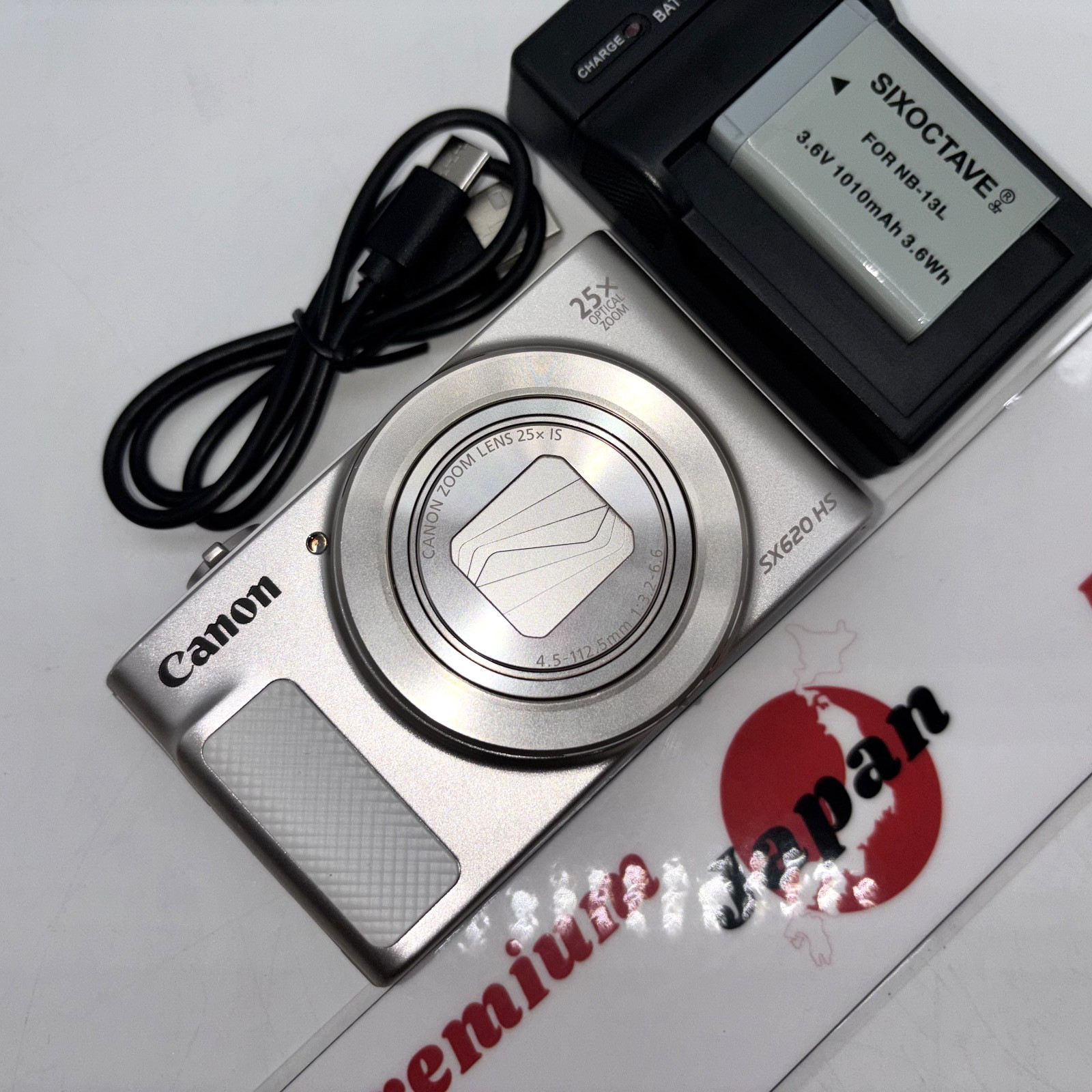 Canon PowerShot SX620 HS Silver White 25x Zoom Camera Tested w/ Battery Charger