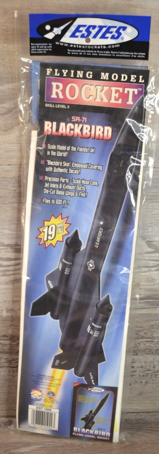 Vintage ESTES SR-71 Blackbird Flying Model Rocket Kit #1942 Skill Level 3