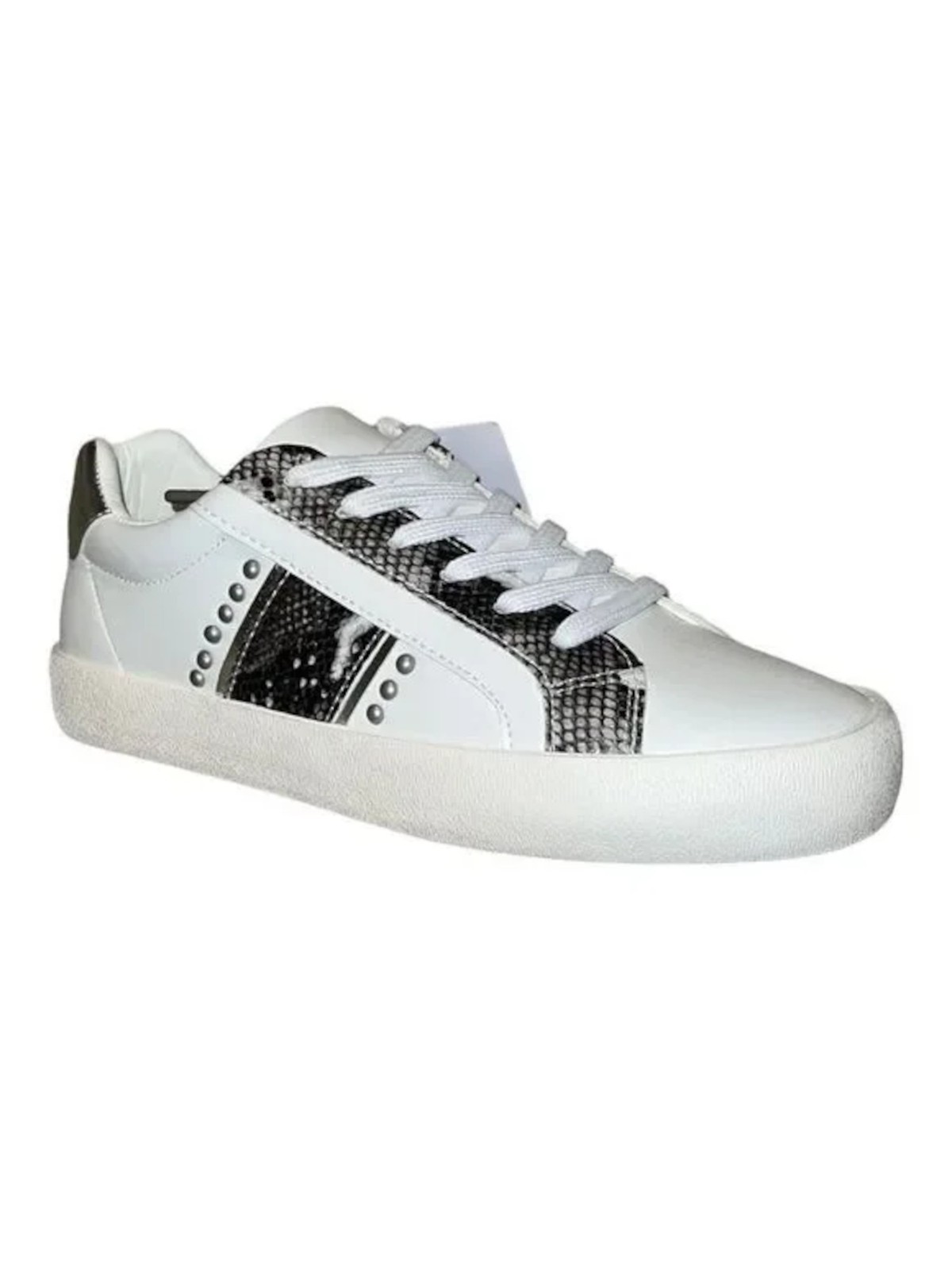 AQUA COLLEGE Womens White Snake Gillian Round Toe Platform Sneakers 6.5 M