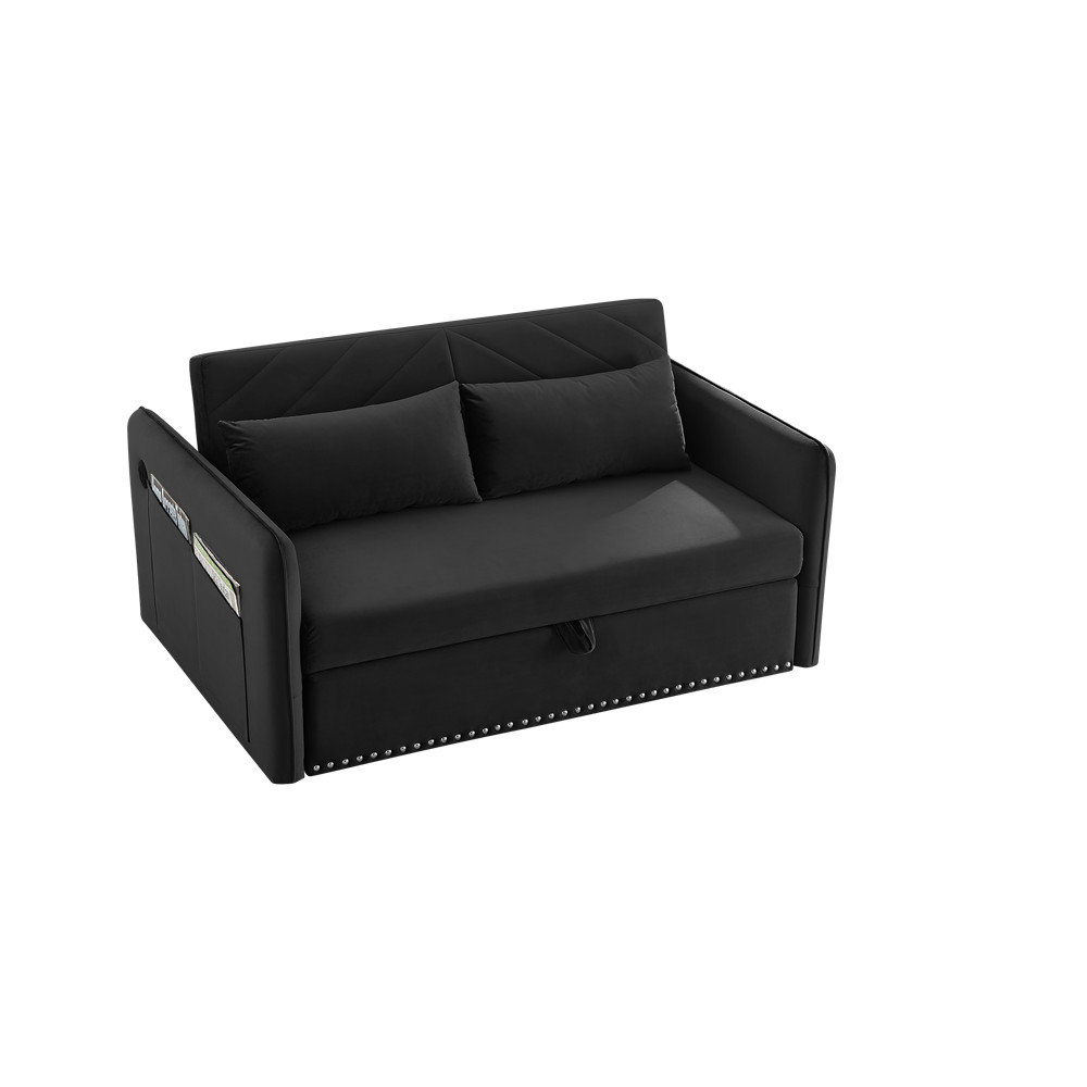 3-in-1 Sleeper Sofa Bed Adjustable sleeper with pull-out bed w/USB Port & Pillow