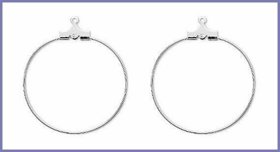 100 SILVER Plated BEADING HOOPS ~ Findings ~ Wine Charms ~ 20mm w/ Loop (0.78")