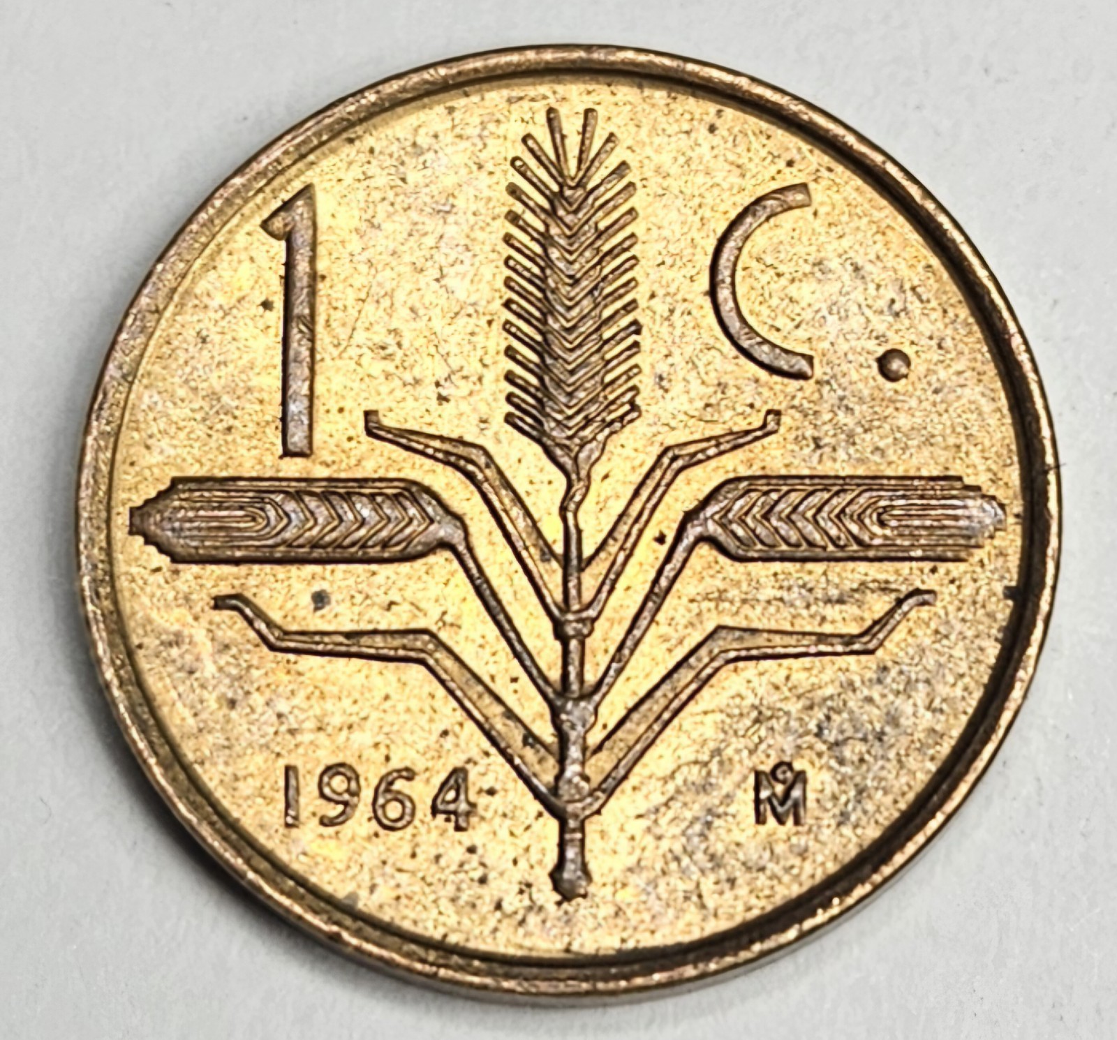 1964 Mexico 1 One Centavo - Uncirculated Mexican Brass World Coin - L2