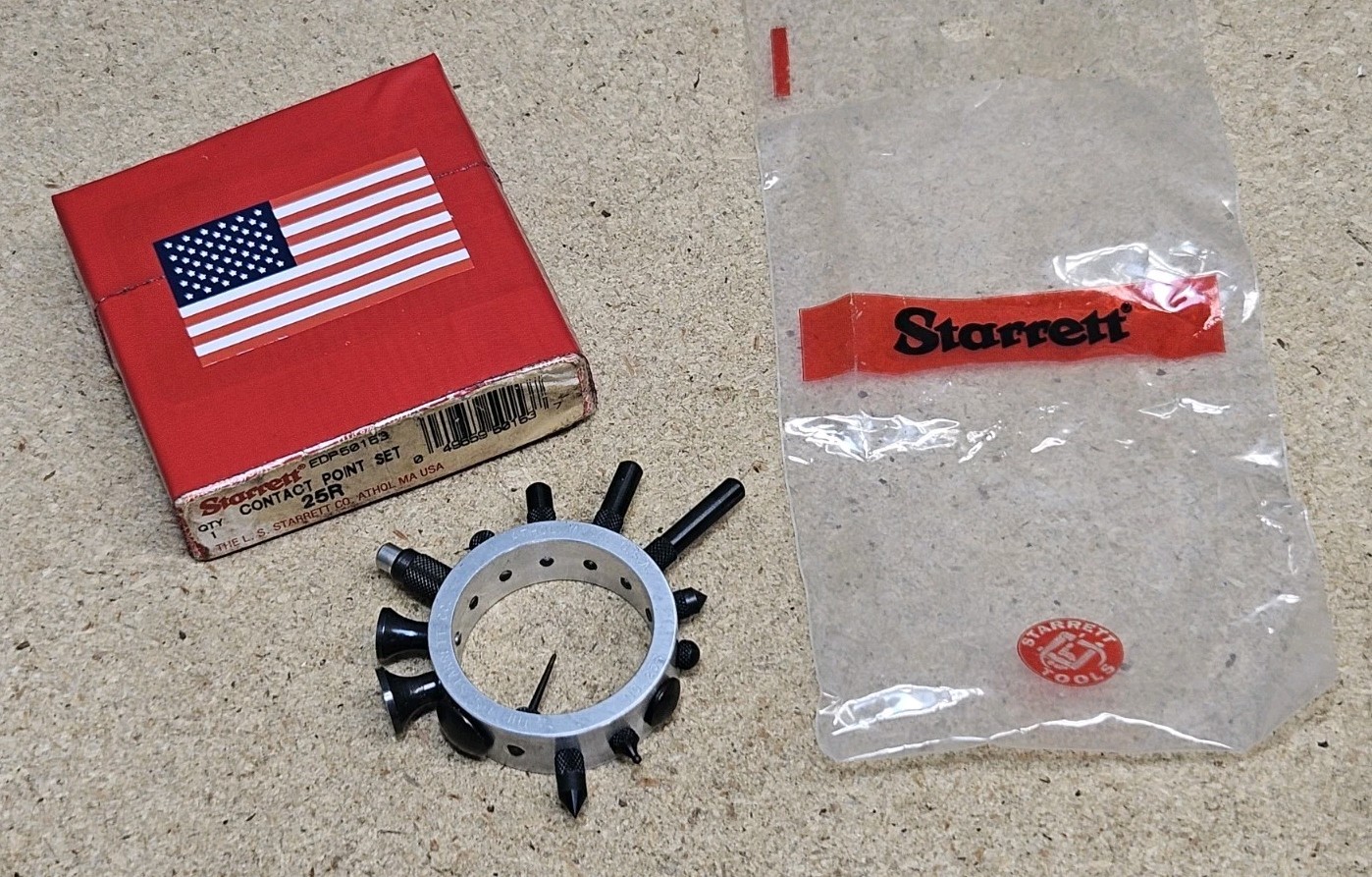 Starrett No. 25R dial indicator contact point set - 14 points - Made in U.S.A.