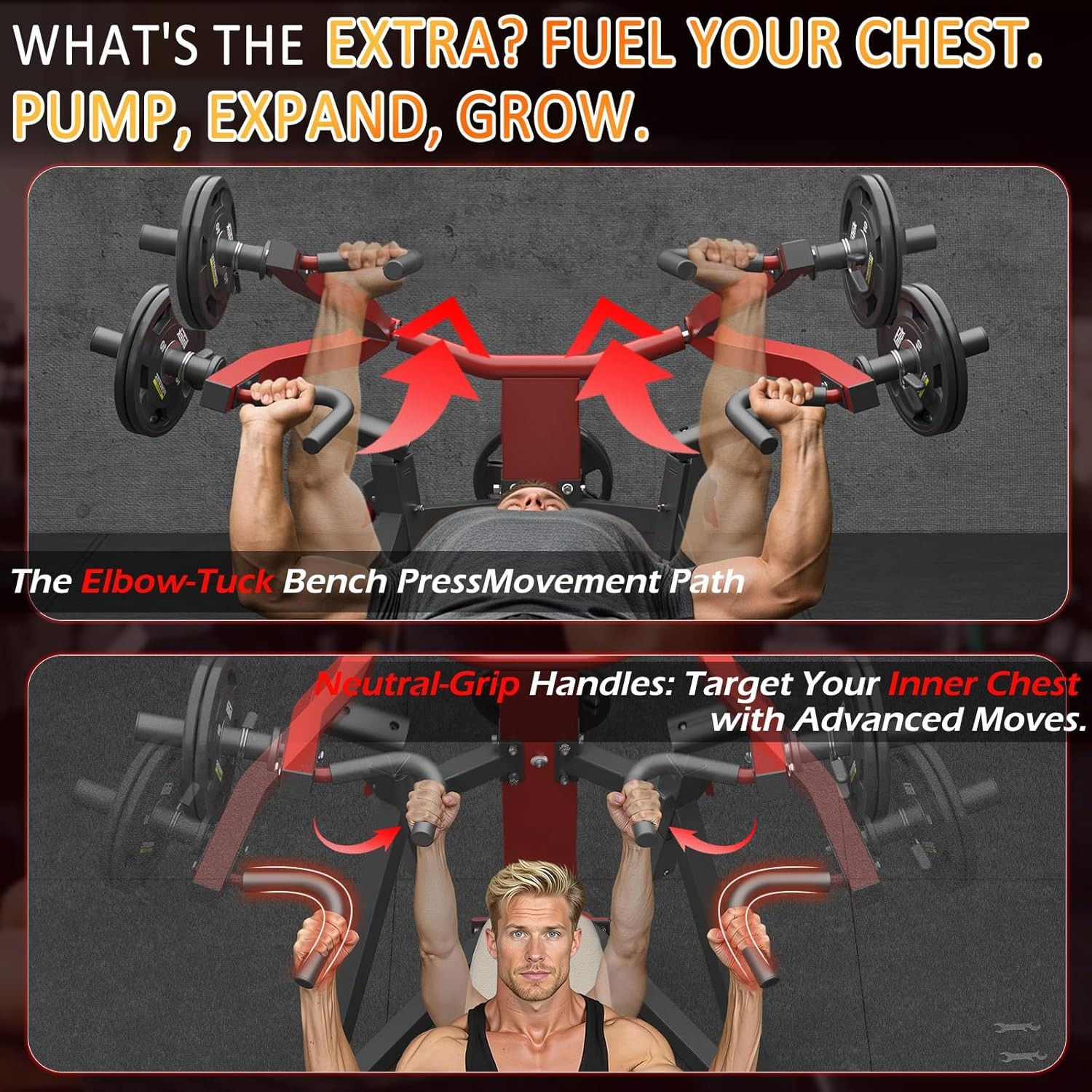 Adjustable Weight Bench Chest Press Workout Machine, Heavy Duty Flat Bench Press