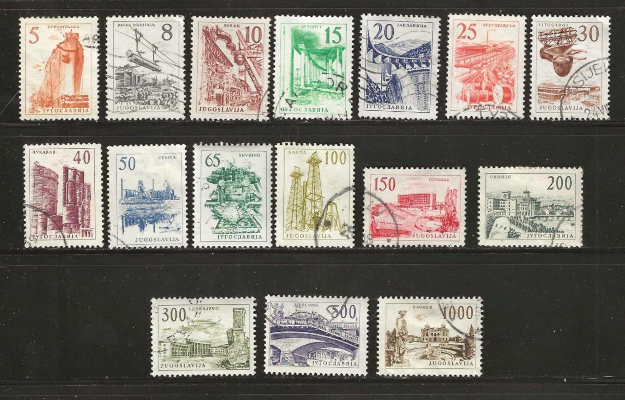 YUGOSLAVIA - 1961-62 USED INDUSTRIAL PROGRESS PARTIAL SET - SC. 629-644 - S226