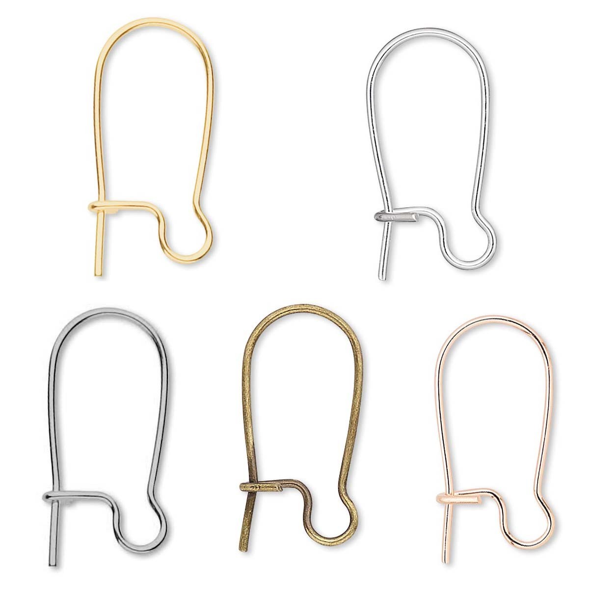Lot of 100 Plated Brass Plain Kidney Shaped Earring Findings For Making Jewelry