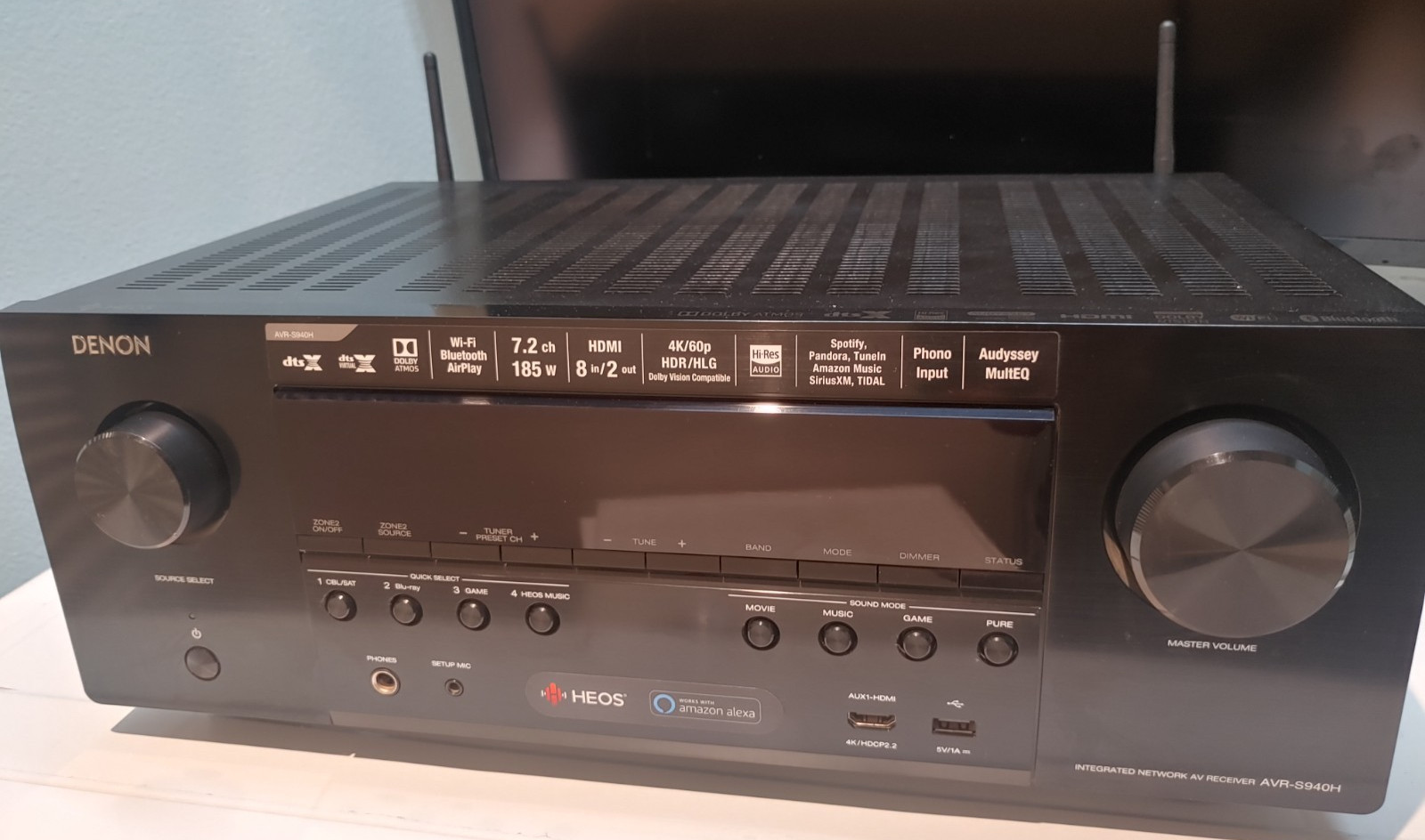 DENON AVR-S940H 7.2 Channel 4K AV Home Theater HEOS Bluetooth ApplePlay Receiver