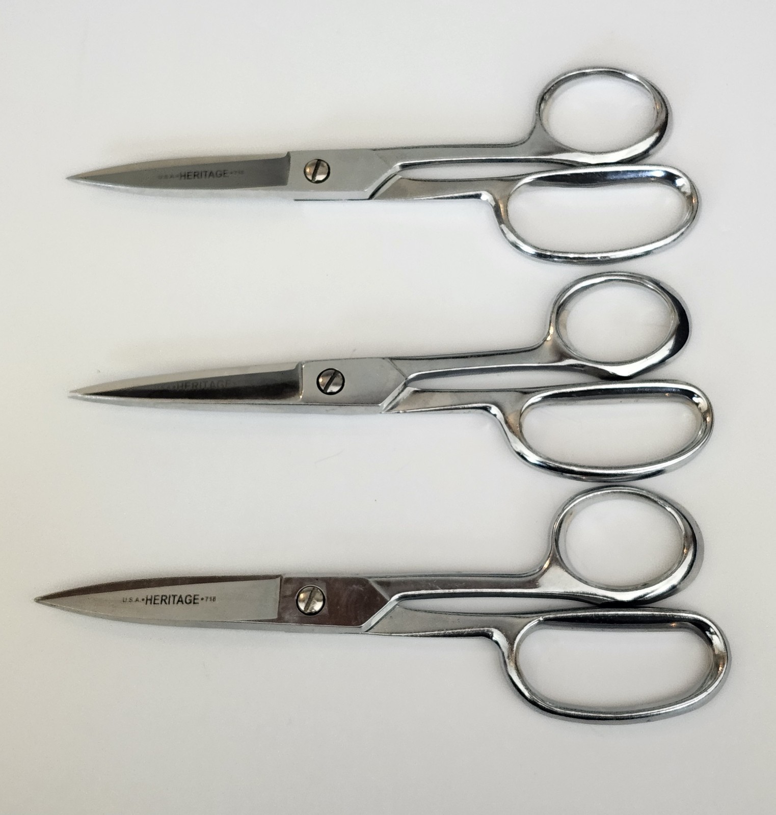 Lot of 3 Klein Heritage Cutlery 718 Scissors USA Made - Heavy Duty Shear