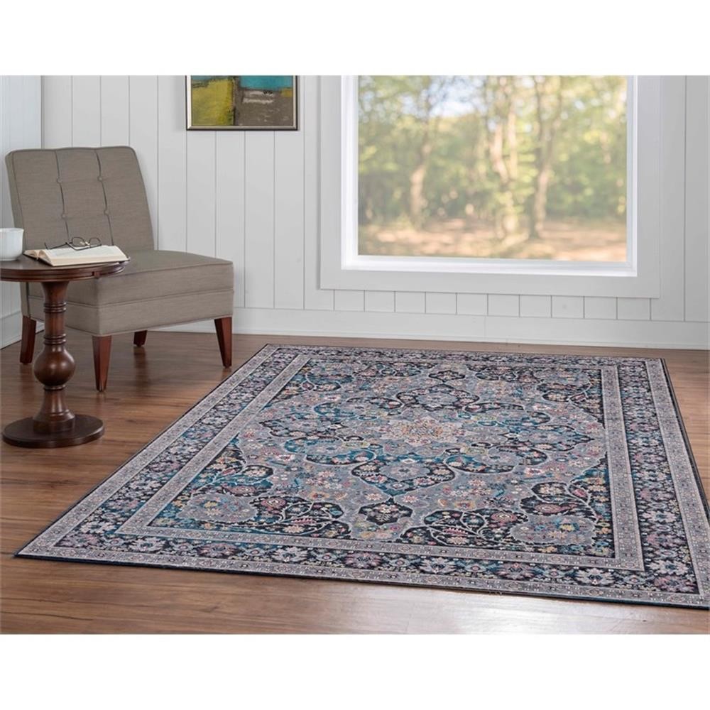 Riverbay Furniture Traditional Woven Polyester 5'x7' Rug in Gray