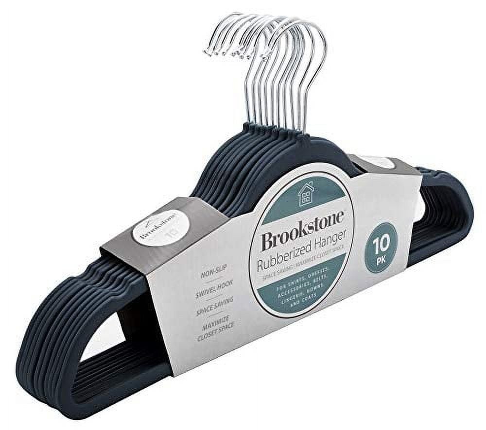 Brookstone Non-Slip Clothing Hangers with Swivel Hook, 10 Pack, Black,...