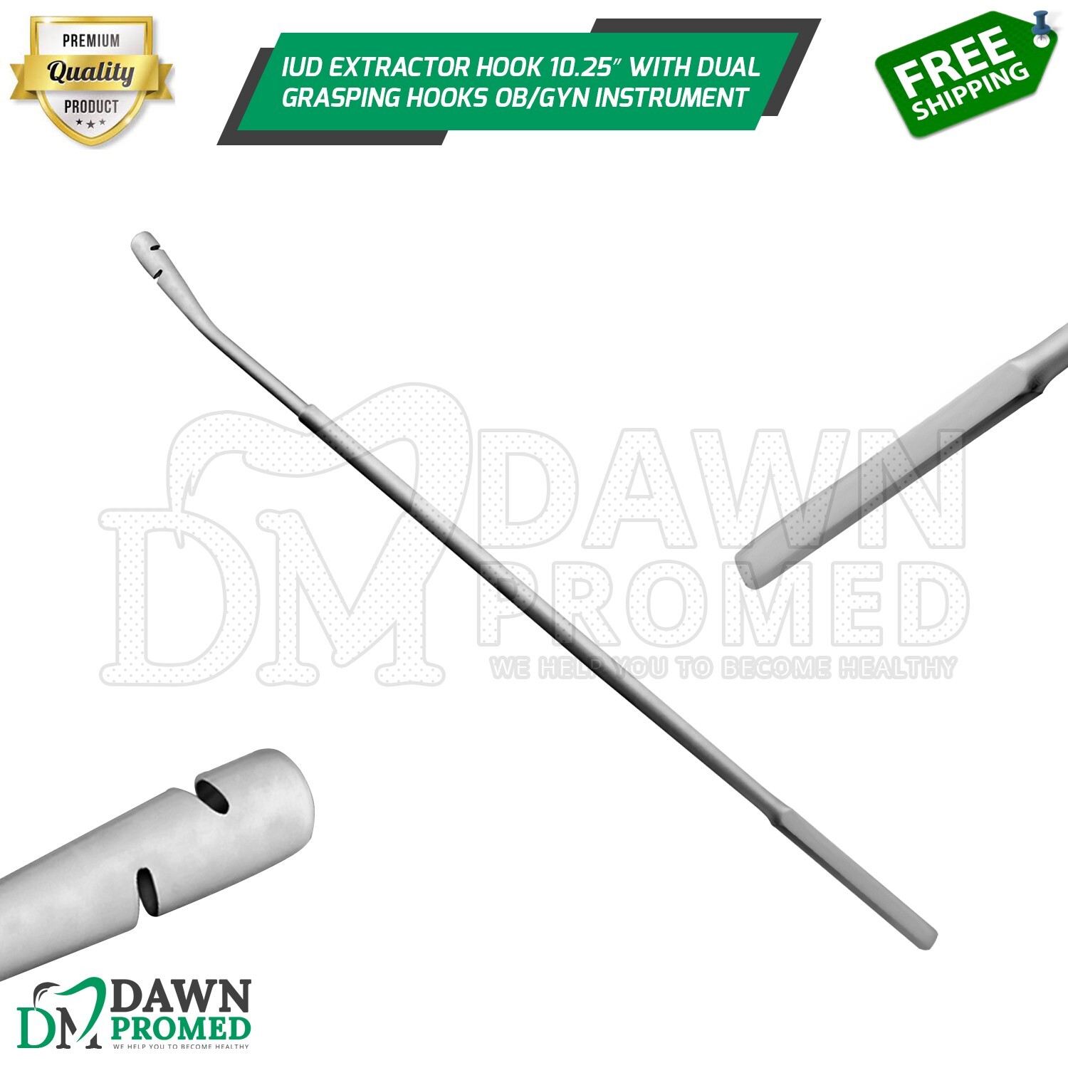 IUD Extractor Hook 10.25″ With Dual Grasping Hooks OB/Gynecology Instruments