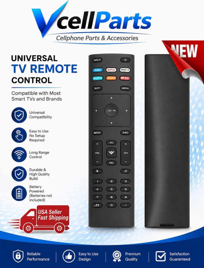 New XRT136 for Vizio Smart TV Remote Control w Vudu Amazon iheart Netflix 6 Keys