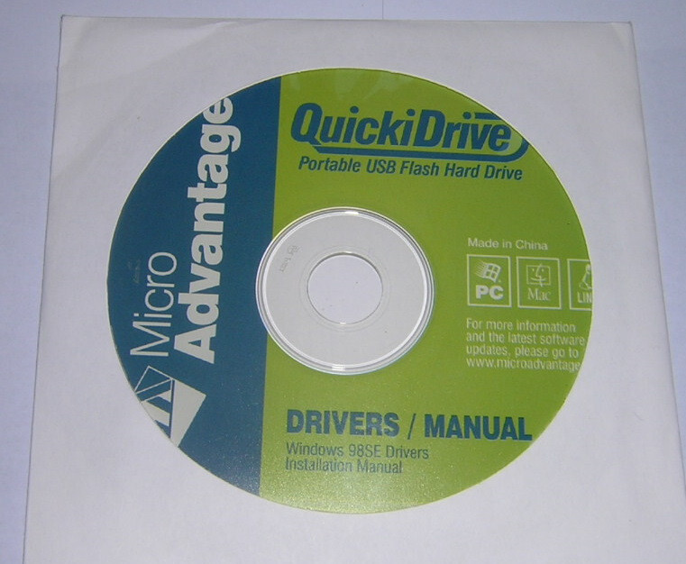 Micro Advantage QuickiDrive Portable USB Flash Drive 98SE Drivers/Manual CD-ROM